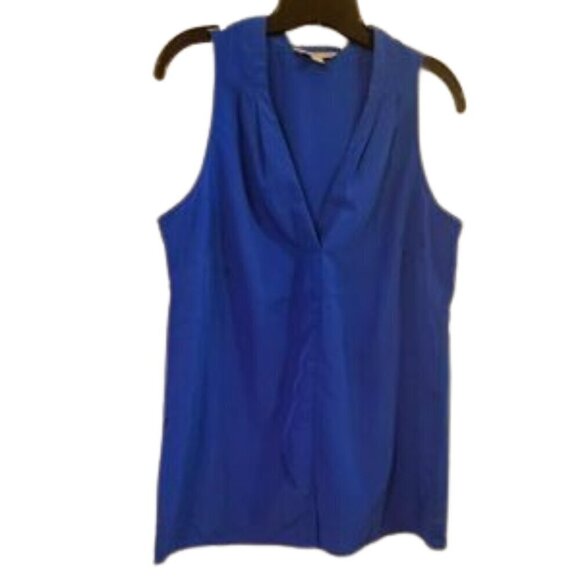 Banana Republic Azure blue chiffon sleeveless top Sz M - Picture 2 of 6